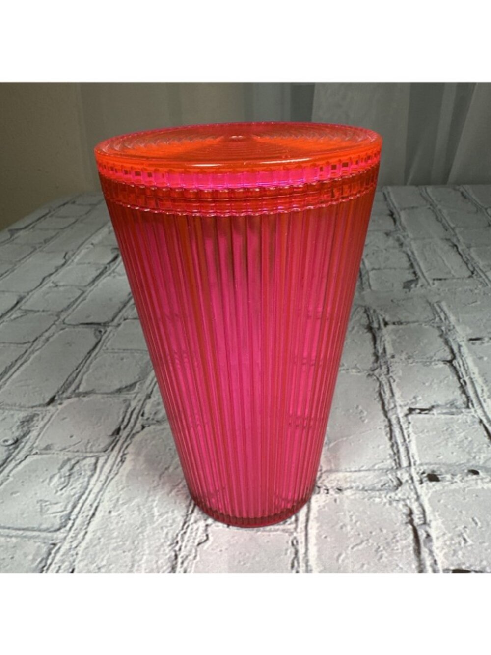 Starbucks Neon Pink Pleated Cold Cup Tumbler 16oz - Picture 4 of 9